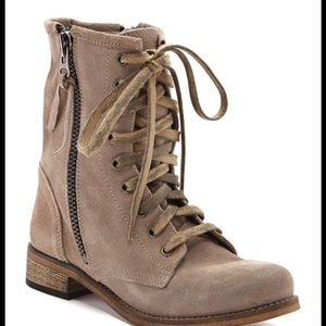 Suede lace up combat boots
